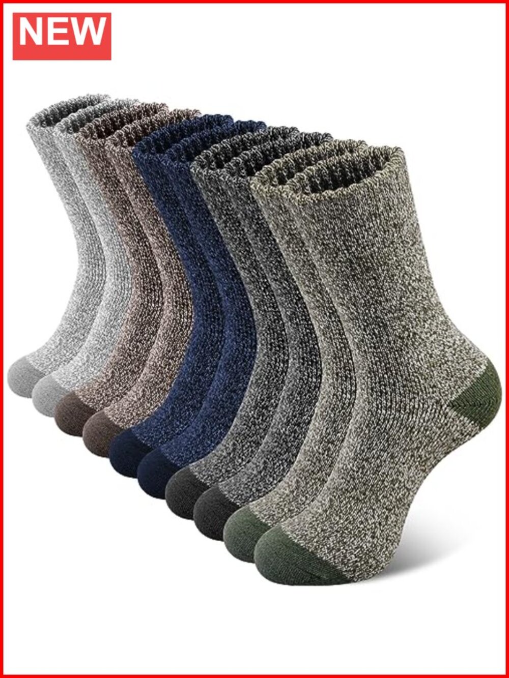 Merino Wool Socks 5 Pairs Thick Thermal Hiking Cold Weather